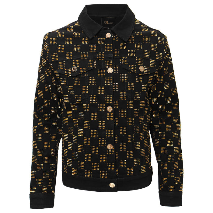 Dazzle Check Denim Jacket BLACK/GOLD