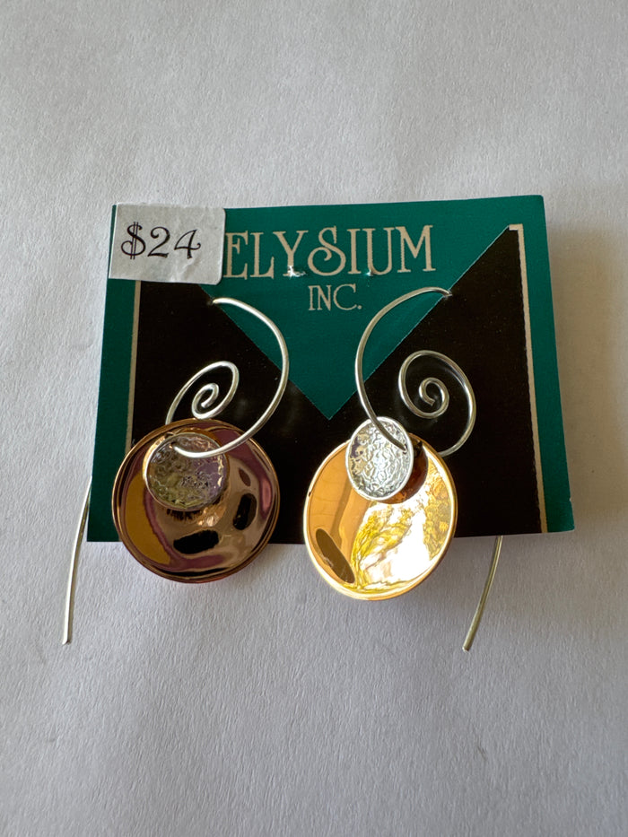 Elysium Copper Disk Earrings Sterling Silver