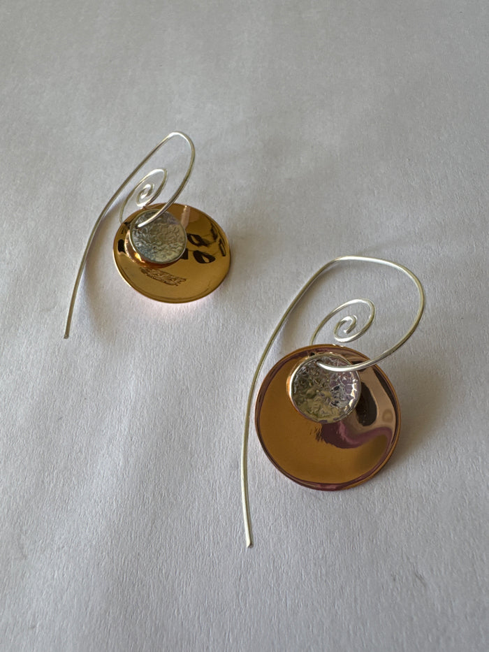 Elysium Copper Disk Earrings Sterling Silver