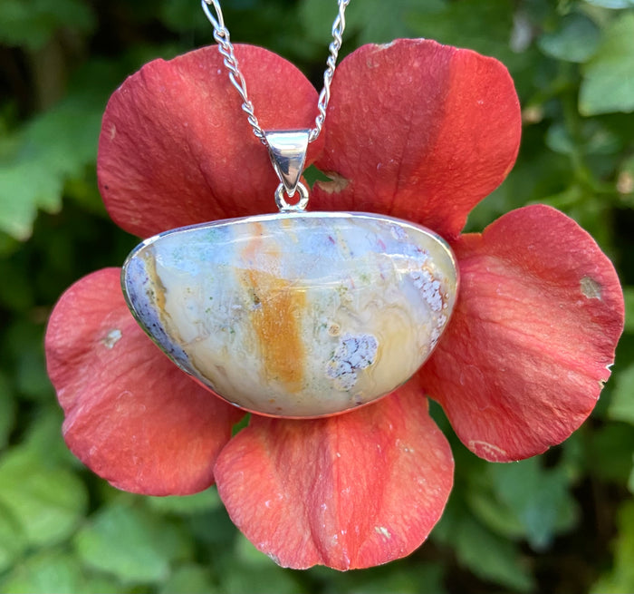 “English Garden” - Orbiular rhyolite Silver Pendant