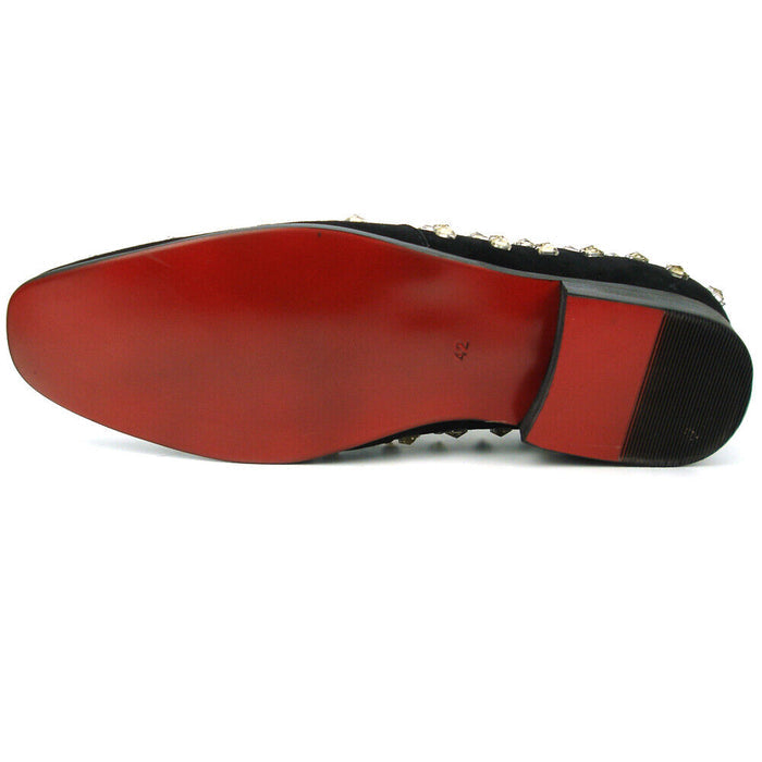 Fiesso Black Suede Gold Crystal Loafers - Dudes Boutique