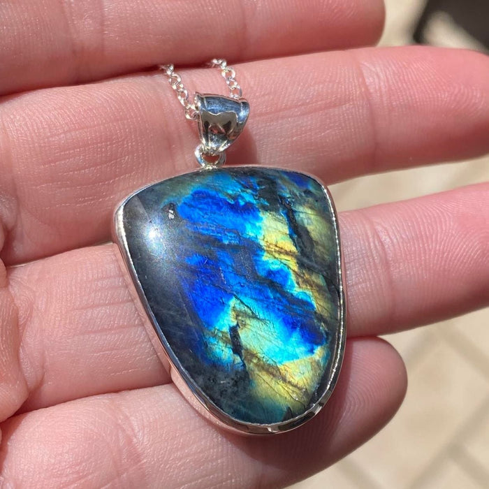 Finnish Spectrolite 925 Sterling Silver Pendant – WWII Discovery | Hand Cut by Geologist Ben Davis