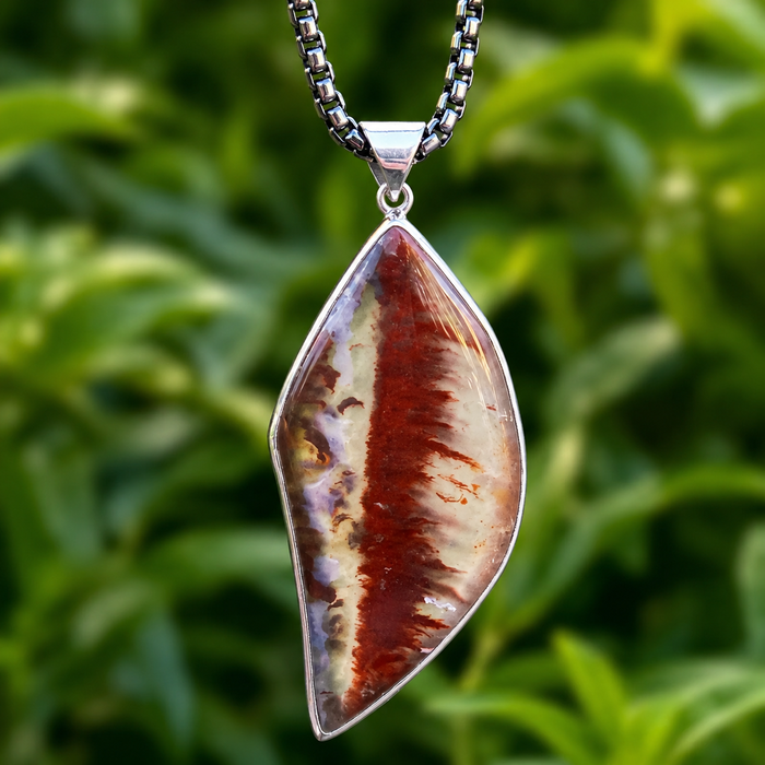Flame Agate Pendant in 925 Sterling Silver – Nature's Frozen Fire