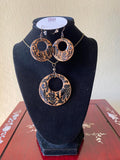 Fleur Hoop Earrings and Necklace Set - Onyx - 24"