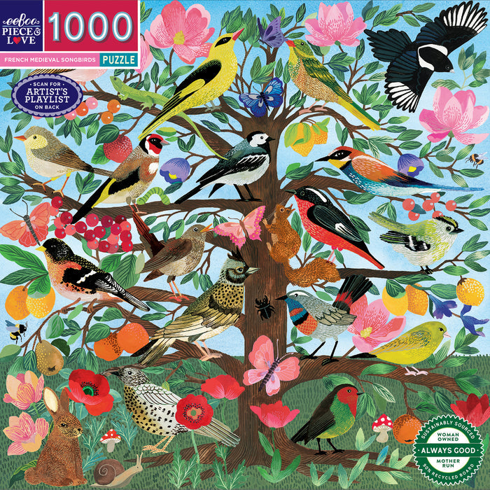 French Medieval Songbirds 1000 brikker puslespil fra eeBoo