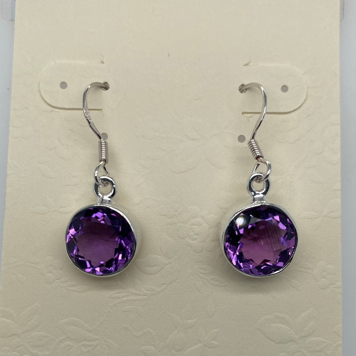 Gem Cut Amethyst Purple Earrings