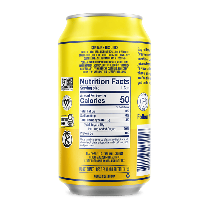 Ginger-Lemon Kombucha in Cans Kombucha in cans Health-Ade