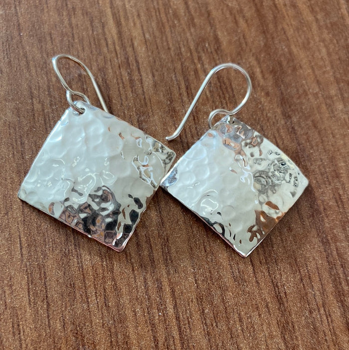 Hammered Solid Silver Earrings