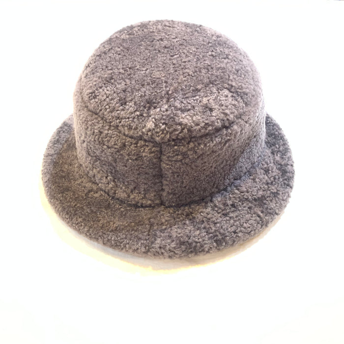 Kashani Grey Shearling Fur Bucket Hat - Dudes Boutique