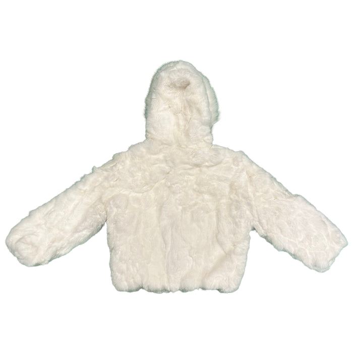 Kashani Kids White Rabbit Fur Hooded Jacket - Dudes Boutique