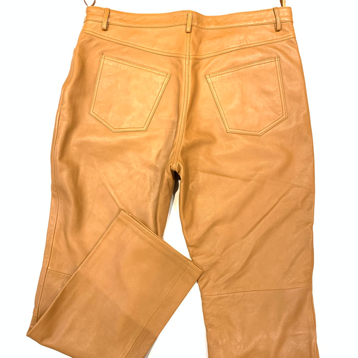 Kashani Men's Caramel Lambskin Straight Cut Leather Pants - Dudes Boutique