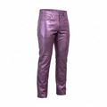 Kashani Men's Purple Lambskin Straight Cut Leather Pants