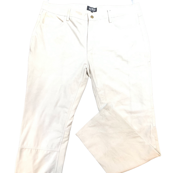 Kashani Men's White Suede Straight Cut Pants - Dudes Boutique