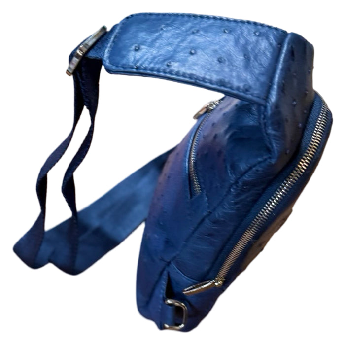 Kashani Navy Blue Ostrich Crossbody Bag - Dudes Boutique