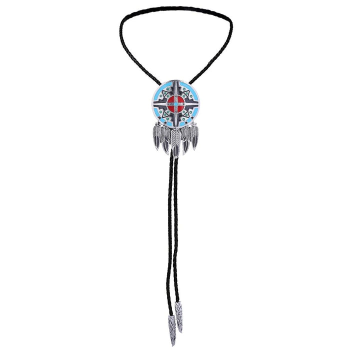 Kashani Red Indian Feather Totem Pendant Bolo Tie - Dudes Boutique