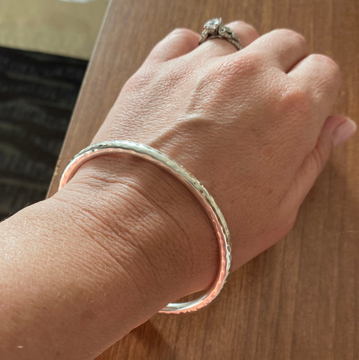 Lightly Hammered Solid Bangle Bracelet