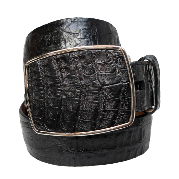 Los Altos Black Crocodile Belt with Metal Buckle - Dudes Boutique