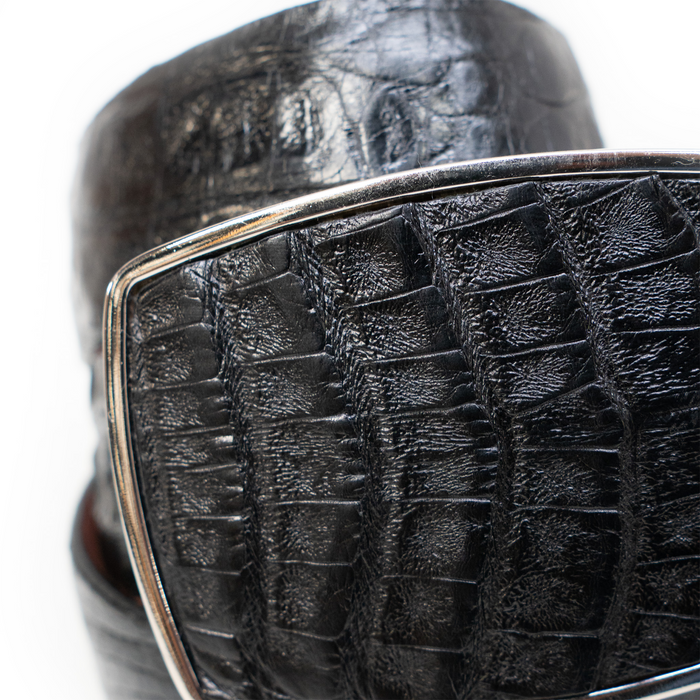 Los Altos Black Crocodile Belt with Metal Buckle - Dudes Boutique