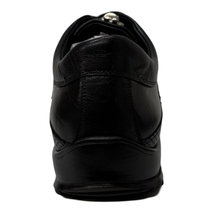 Los Altos Black Perforated Crocodile Tail Sneakers - Dudes Boutique