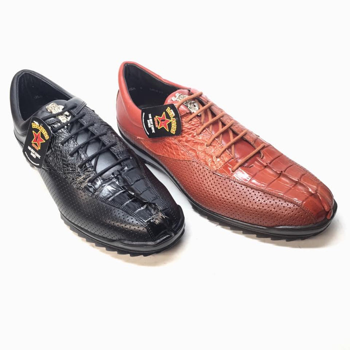 Los Altos Perforated Crocodile Tail Sneakers - Dudes Boutique