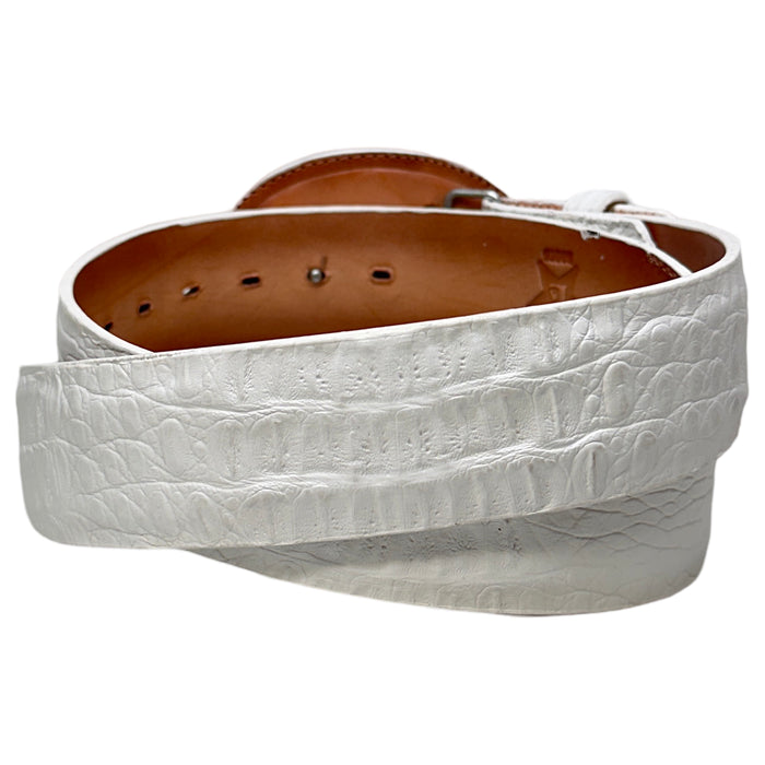 Los Altos White Caiman Crocodile Belt - Dudes Boutique