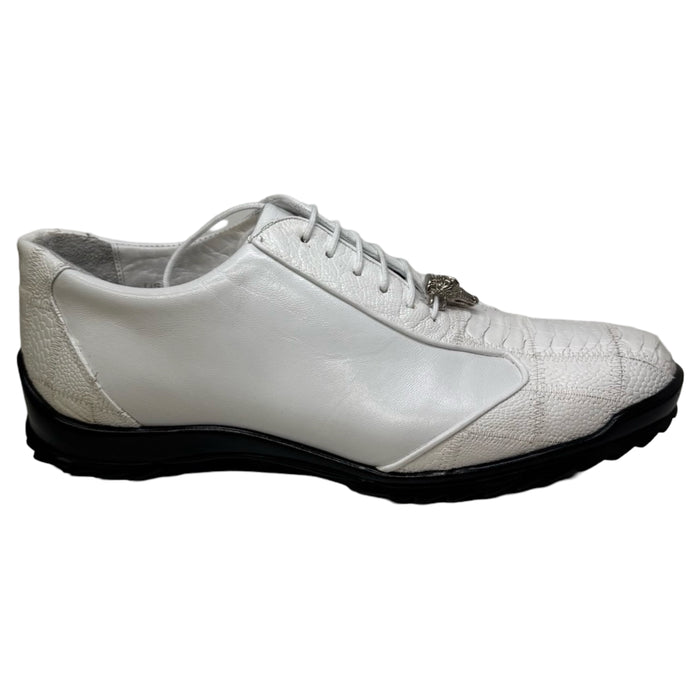 Los Altos White Ostrich Leg Lace Up Sneakers - Dudes Boutique