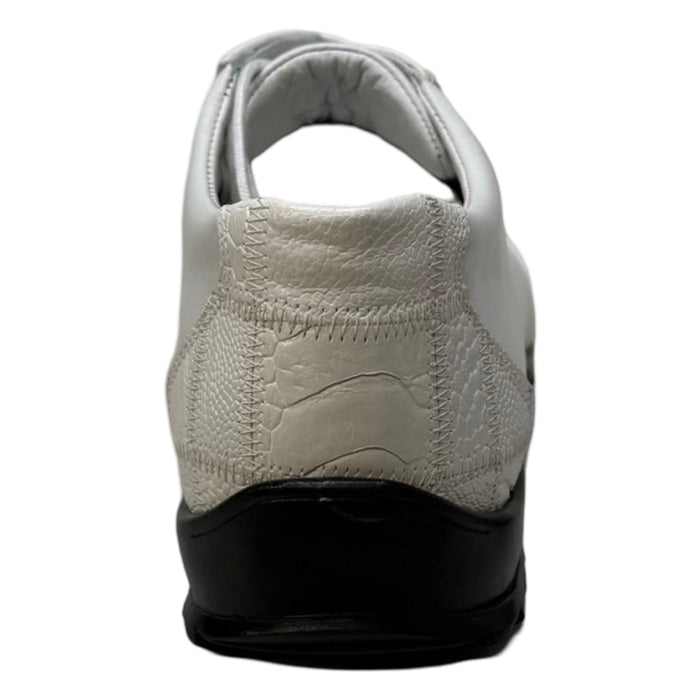 Los Altos White Ostrich Leg Lace Up Sneakers - Dudes Boutique
