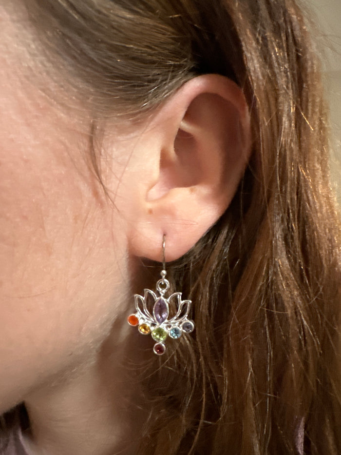 Lotus Gemstone Chakra Earrings