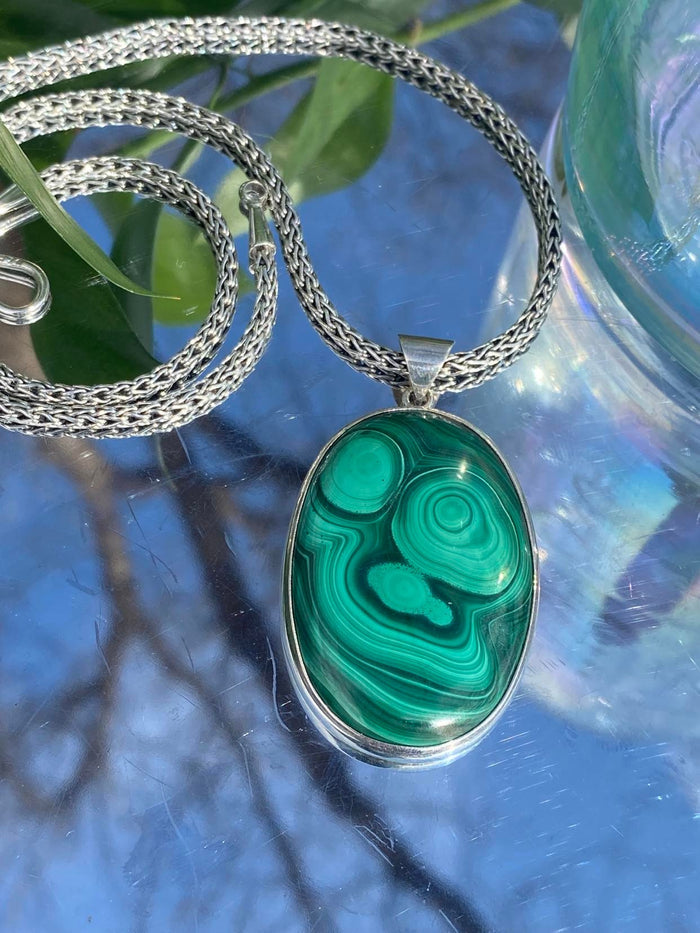 Malachite Set in 925 Sterling Silver