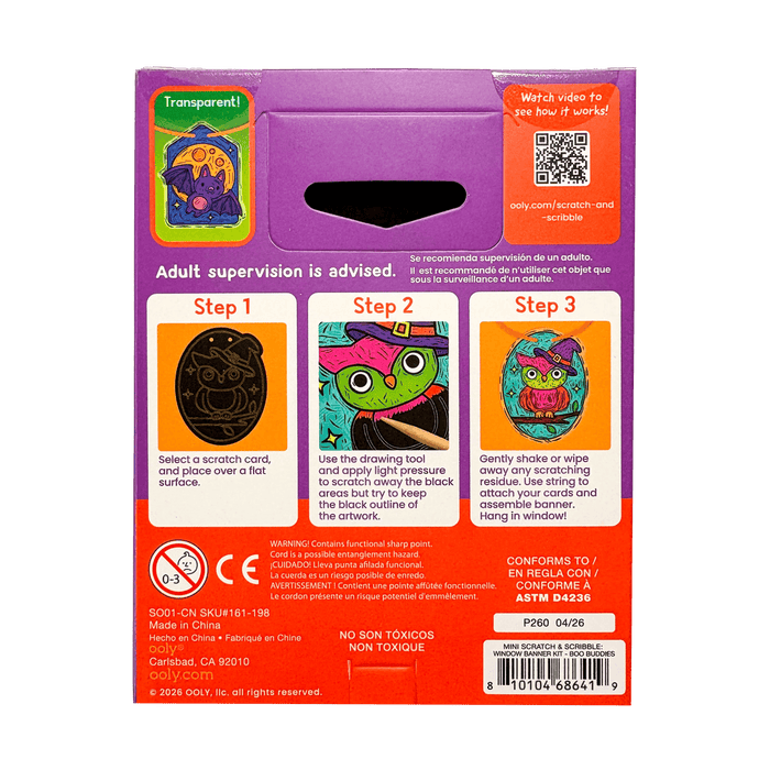 Mini Scratch & Scribble Window Banner Kit – Boo Buddies – Ooly