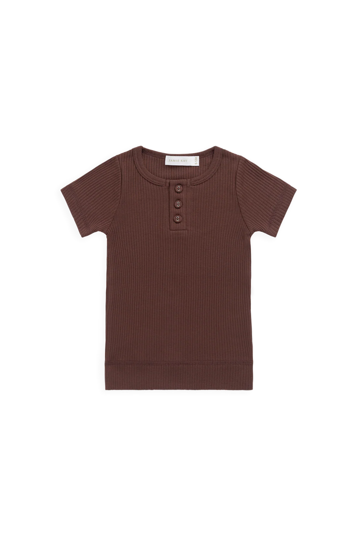 Modal Henley Tee – Burnt Cinnamon – Jamie Kay