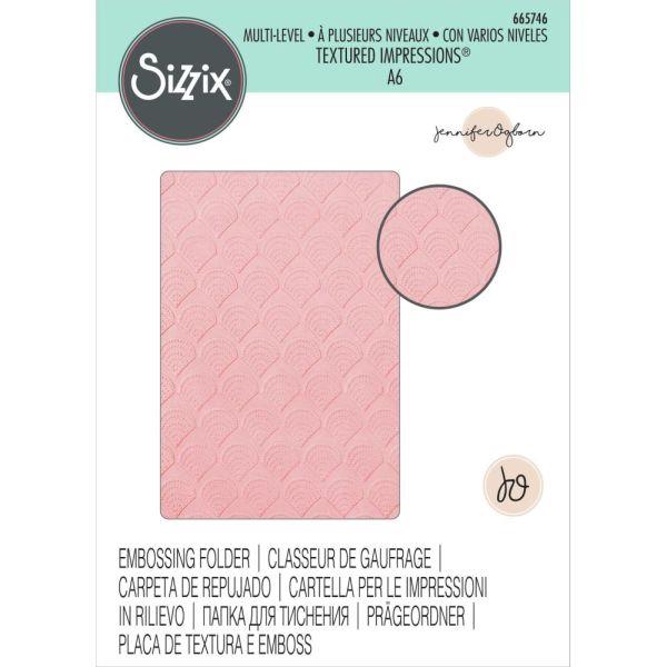 Multi Level Textured Impressions Embossing Folder - Fan Tiles