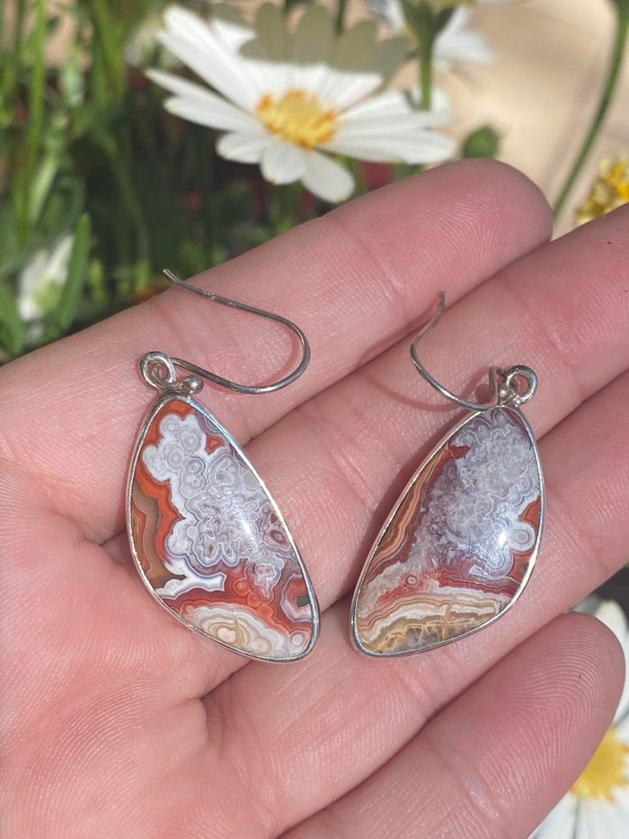 Natural Crazy Lace Agate Earrings in Sterling Silver – “Happy Lace”