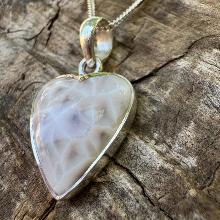Natural Natrolite Pendant in 925 Sterling Silver | Rare Zeolite Mineral