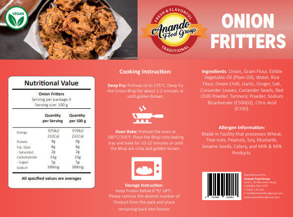 ONION BHAJI 300G X 18 PACKS