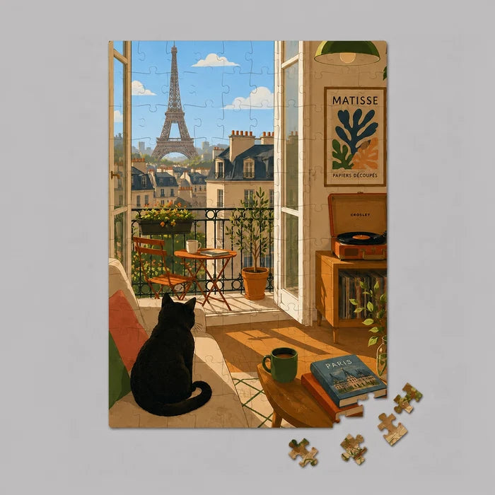 Paris Window 100 brikker træpuslespil fra Bywood