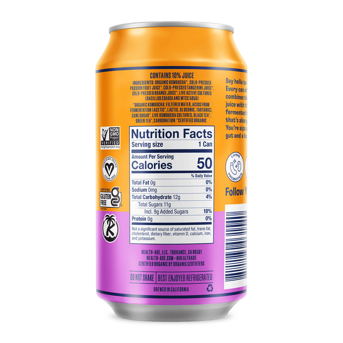 Passion Fruit-Tangerine Kombucha in Cans Kombucha in cans Health-Ade
