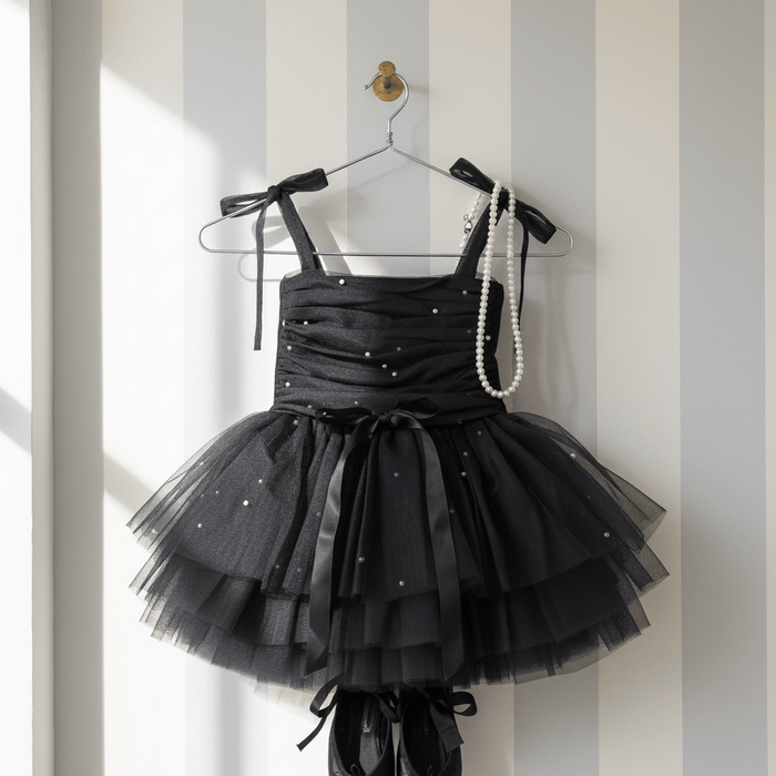 Pearl Tulle Ballerina Dress – Black – DOLLY by Le Petit Tom