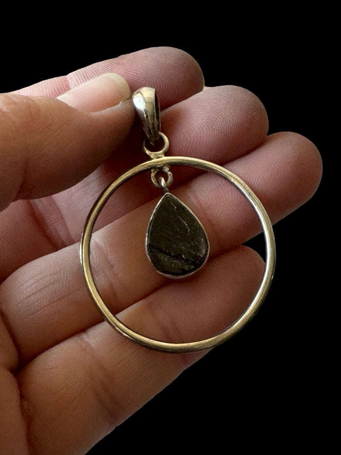 Petite Black Tourmaline in SS circle