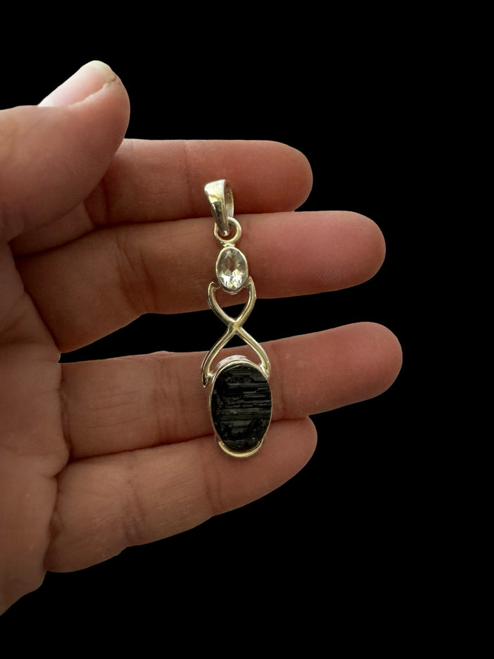 Petite Black Tourmaline with CZ