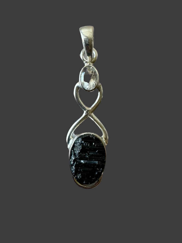 Petite Black Tourmaline with CZ