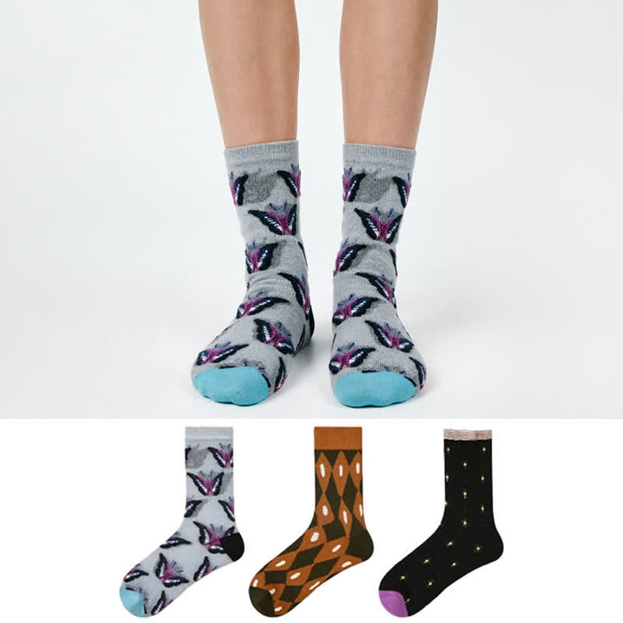 Plusock Butterfly Cotton Sheer Quarter Socks(3 Pairs) - image 0