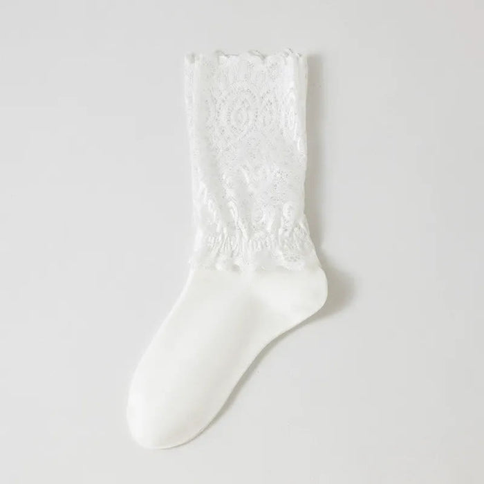 Plusock Elegant Lace Quarter Socks (4 Pairs) - White - EU35-40(US2-7) - image 4