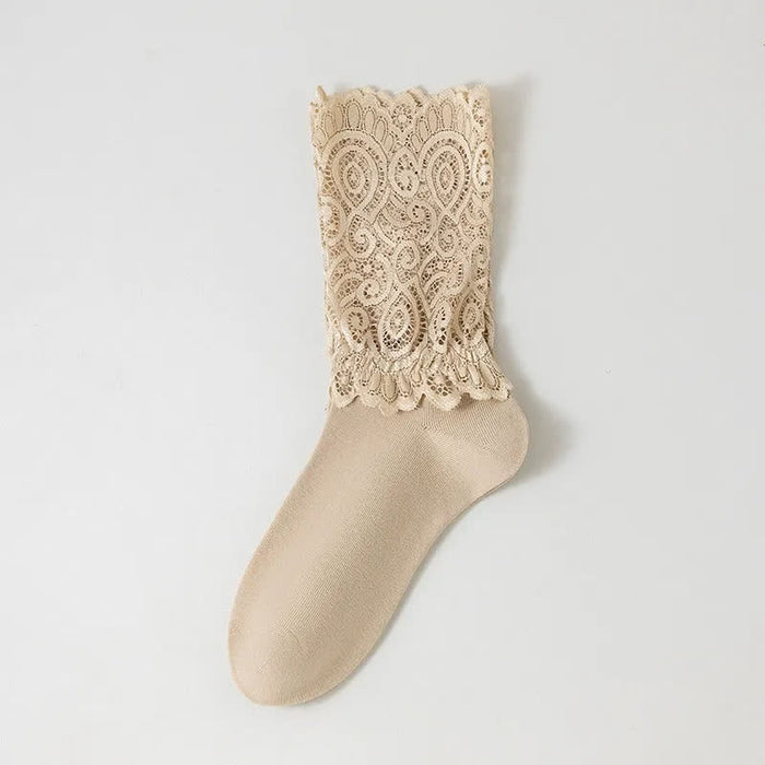Plusock Elegant Lace Quarter Socks (4 Pairs) - Nude - EU35-40(US2-7) - image 7