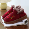 Flower Embroidered Home Non-slip Warm Slippers - Red - EU39-40(US6-7) - image 4