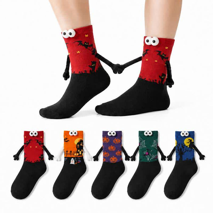 Plusock Halloween 3D Eyes Plush Cuff Quarter Socks(3 Pairs) - Red+Green+Dark Blue - EU36-40(US3-7) - image 0
