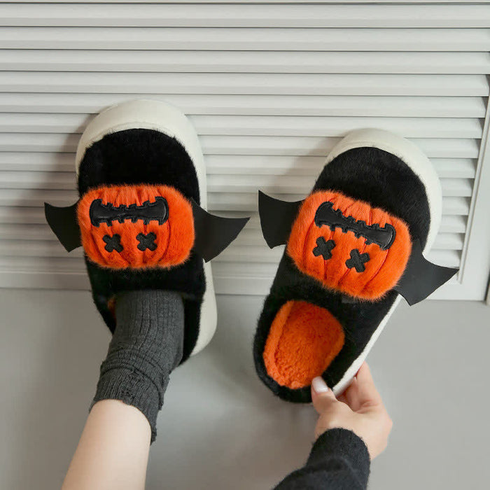 Plusock Halloween Bat Wing Pumpkin Fuzzy Slippers - Black - EU40-41(US7-7.5) - image 4