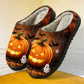Plusock Halloween Fun Jack-O'-Lantern Bat Full Print Fuzzy Slippers - Multicolor - EU44-45(US10-11) - image 0