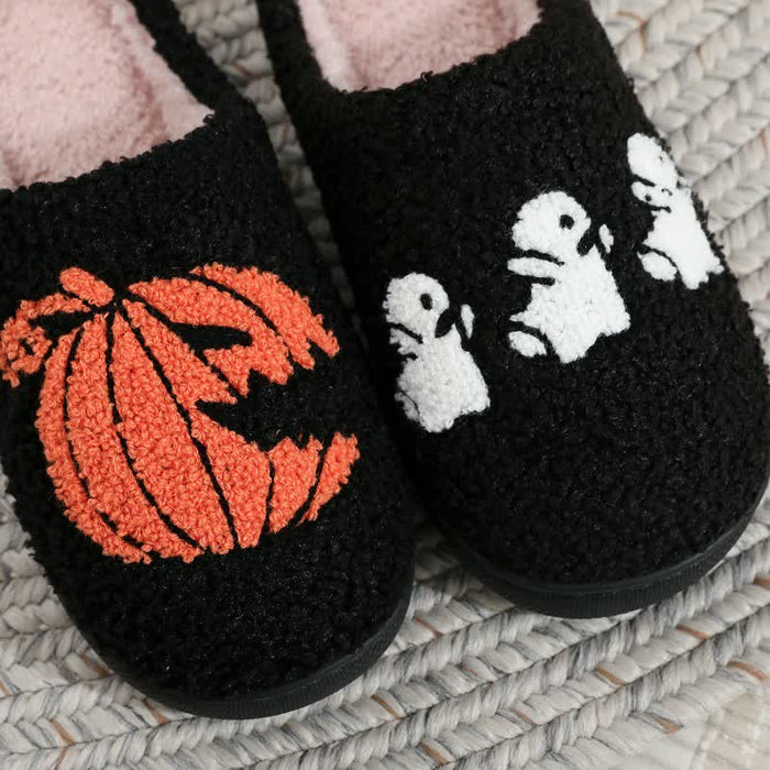 Plusock Halloween Ghost And Pumpkin Plush Slippers - image 1