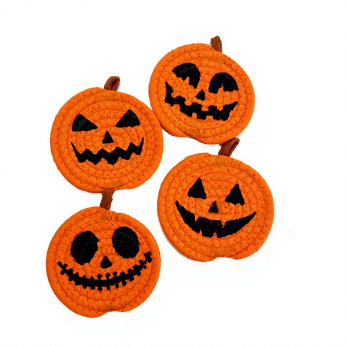 Plusock Halloween Pumpkin Smiley Face Coaster(4 Piece) - Multicolor - One Size - image 0